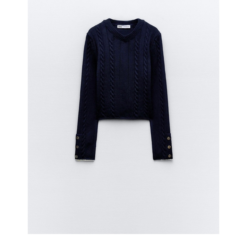 Zara Navy Cable Knit Sweater